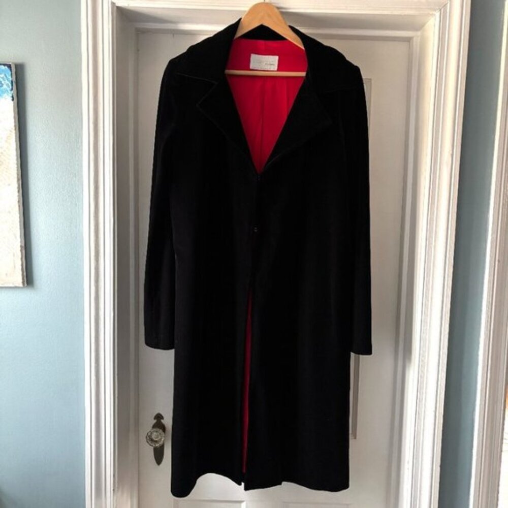 Equestrian Designs Black Velvet Overcoat Size Large